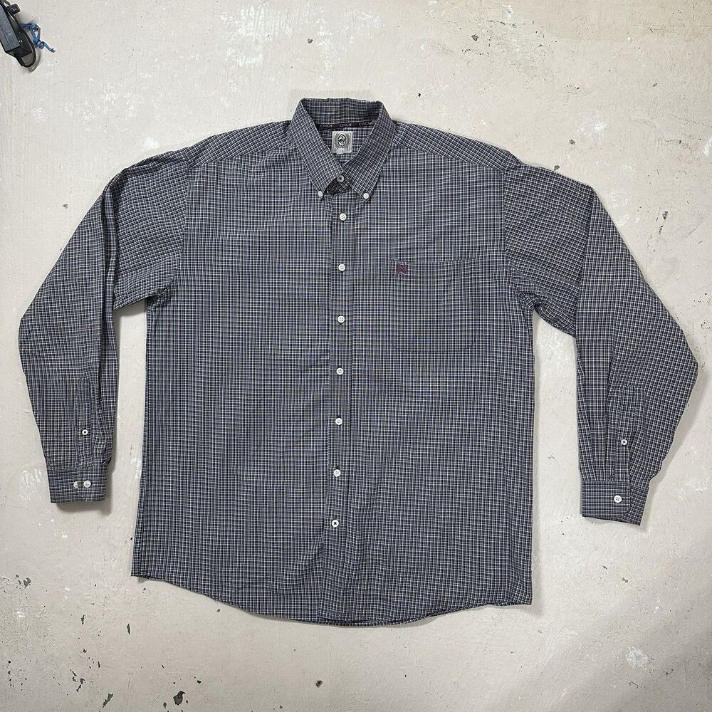 Cinch Button Down Shirt Mens Size Large Blue Long Sleeve Western Cowboy Rodeo